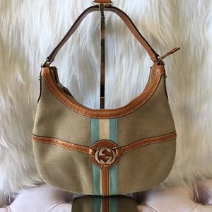 SOLD!! GUCCI GG Blue Webbing Canvas Shoulder Bag